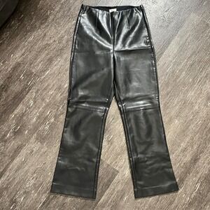 Wilfred Vegan Leather Black Pants High Rise Wide Leg Trouser - Size S